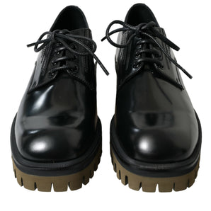 Dolce &amp; Gabbana Elegant Black Leather Derby Dress Shoes