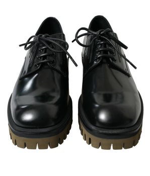 Dolce & Gabbana Black Leather Lace Up Derby Men Dress Shoes