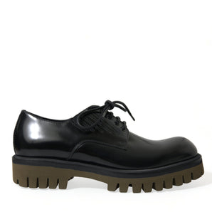 Dolce &amp; Gabbana Elegant Black Leather Derby Dress Shoes