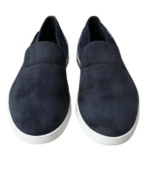 Dolce & Gabbana Blue Suede Caiman Loafers Saint Tropez Shoes