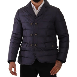 Dolce &amp; Gabbana Elegante chaqueta en mezcla de seda azul oscuro