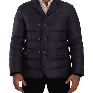 Dolce &amp; Gabbana Elegante chaqueta en mezcla de seda azul oscuro