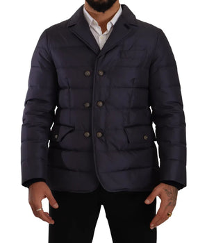 Dolce & Gabbana Blue Silk Goat Coat Blouson Winter Jacket