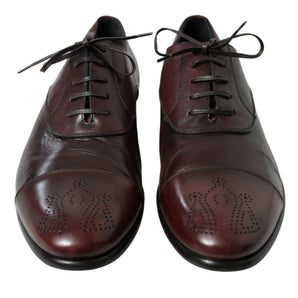 Dolce &amp; Gabbana Elegant Burgundy Leather Derby Shoes