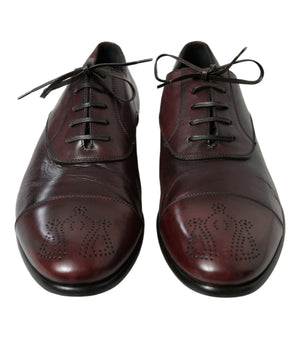Dolce & Gabbana Bordeaux Leather Men Formal Derby Dress Shoes