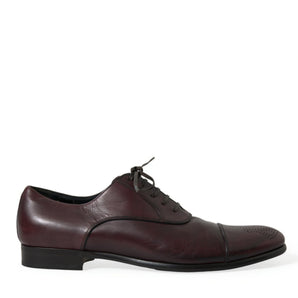 Dolce &amp; Gabbana Elegant Burgundy Leather Derby Shoes