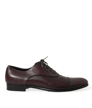 Dolce & Gabbana Bordeaux Leather Men Formal Derby Dress Shoes