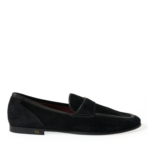 Dolce &amp; Gabbana Elegant Velvet Black Loafers for Men