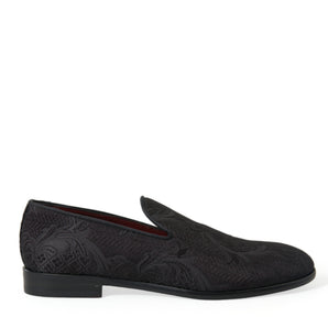 Dolce &amp; Gabbana Elegant Black Brocade Dress Loafers