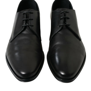 Dolce & Gabbana Elegant Black Leather Derby Dress Shoes