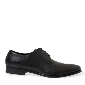 Dolce &amp; Gabbana Elegant Black Leather Derby Dress Shoes