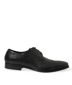Dolce & Gabbana Black Leather Lace Up Formal Derby Dress Shoes