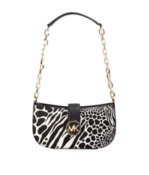 Michael Kors Carmen Small Black Haircalf Pouchette Shoulder Crossbody Bag