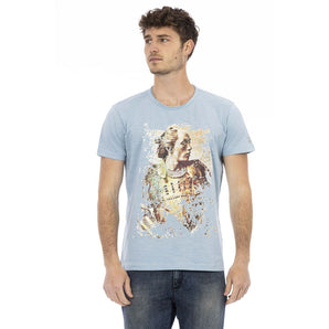 Trussardi Action Elegante Camiseta de Algodón Azul Claro para Hombre