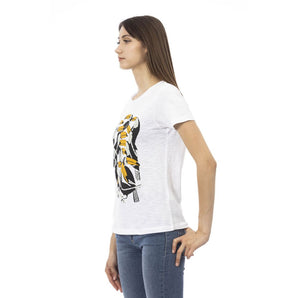 Camiseta Trussardi Action Chic blanca de manga corta con estampado exclusivo