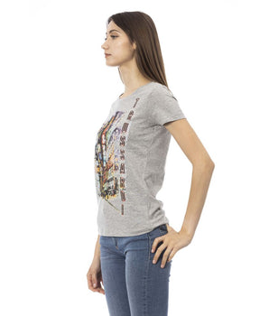 Camiseta de algodón gris para mujer Trussardi Action