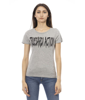 Camiseta de algodón gris para mujer Trussardi Action