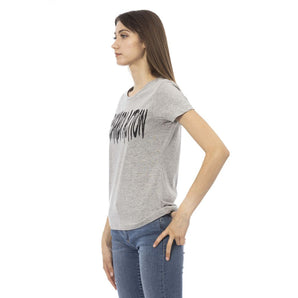 Trussardi Action Elegante camiseta gris de mezcla de algodón con estampado chic