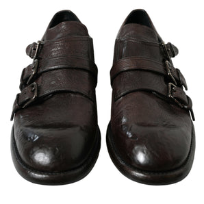 Dolce &amp; Gabbana Elegant Triple Buckle Leather Dress Shoes