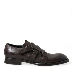 Dolce &amp; Gabbana Elegant Triple Buckle Leather Dress Shoes