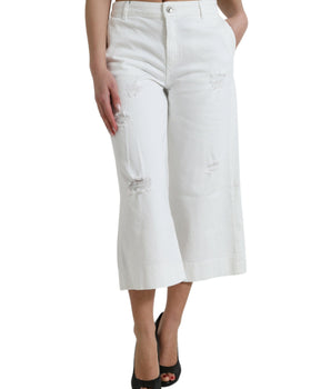 Dolce &amp; Gabbana Elegantes vaqueros cortos de mezclilla blancos de cintura media