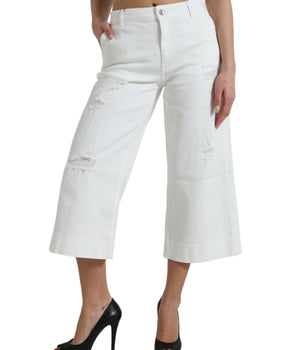 Dolce &amp; Gabbana Elegantes vaqueros cortos de mezclilla blancos de cintura media