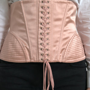 Dolce &amp; Gabbana Elegant Pink Lace-Up Corset Belt