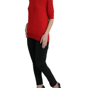 Dolce &amp; Gabbana Silk Red Crew Neck Top