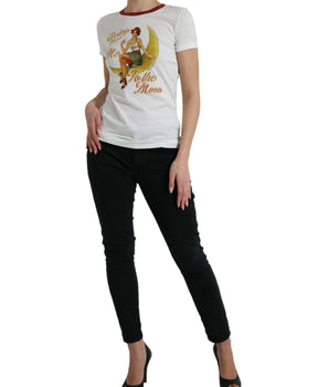 Dolce &amp; Gabbana Elegante camiseta blanca con cuello redondo de algodón