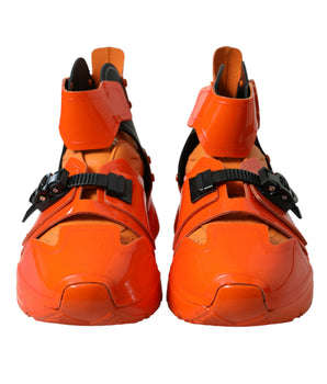 Dolce & Gabbana Orange Multi Panel Chunky High Top Sneakers Shoes