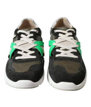 Dolce & Gabbana Multicolor Leather Suede Low Top Sneakers Shoes