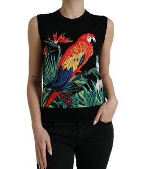 Dolce &amp; Gabbana Camiseta sin mangas con cuello redondo y estampado de jungla elegante