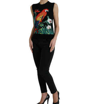 Dolce &amp; Gabbana Camiseta sin mangas con cuello redondo y estampado de jungla elegante