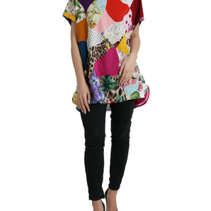 Dolce & Gabbana Multicolor Cotton Silk Patchwork Blouse