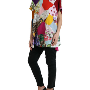 Dolce &amp; Gabbana Multicolor Cotton Silk Patchwork Blouse