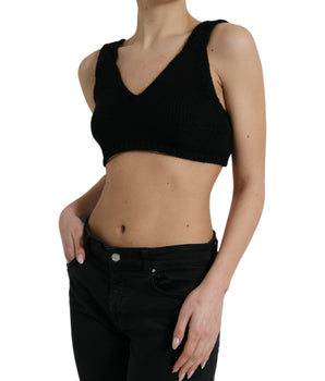 Dolce &amp; Gabbana Top corto elegante de cachemira negro