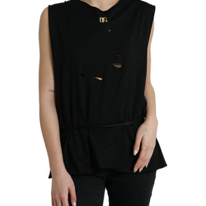 Dolce &amp; Gabbana Elegant Black Round Neck Tank Top