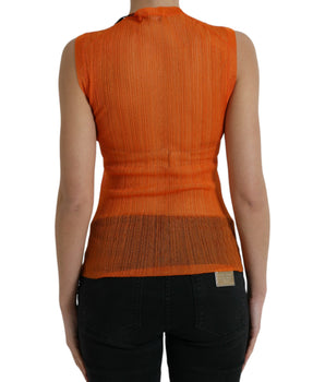 Dolce &amp; Gabbana Camiseta sin mangas naranja elegante con cuello redondo