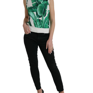 Dolce & Gabbana Silk Banana Leaf Print Tank Top