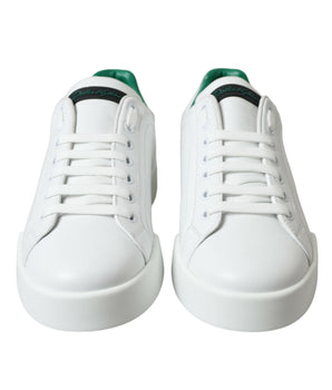 Dolce &amp; Gabbana Green Leather White Portofino Sneakers Shoes