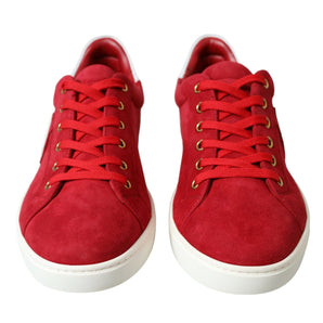 Dolce &amp; Gabbana Elegantes zapatillas deportivas de cuero rojo y blanco