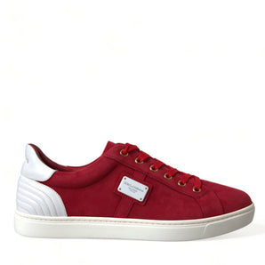 Dolce &amp; Gabbana Elegant Red &amp; White Leather Sneakers