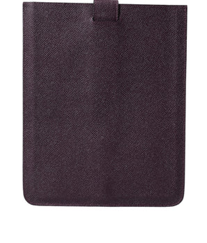Dolce &amp; Gabbana Dark Brown Leather Logo Plaque Cover Sleeve Tablet Case