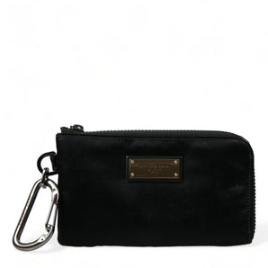 Dolce &amp; Gabbana Elite Black Nylon &amp; Leather Pouch with Logo Detail