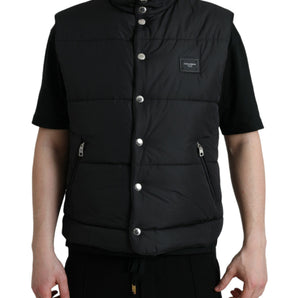 Dolce & Gabbana Sleek Black High-Neck Vest Jacket