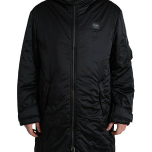 Dolce & Gabbana Elegant Black Hooded Parka Jacket