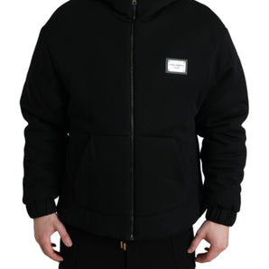 Dolce & Gabbana Elegant Black Bomber Jacket with Hood