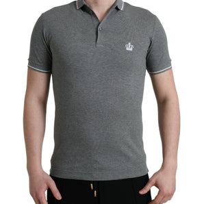 Dolce &amp; Gabbana Elegante polo de algodón gris