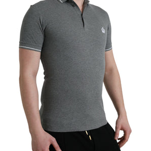 Dolce &amp; Gabbana Elegante polo de algodón gris