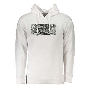 Cavalli Class Sudadera blanca con logo cepillado y capucha